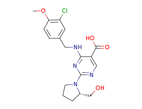 5-PYRIMIDINECARBOXYLIC ACID, 4-[[(3-CHLORO-4-METHOXYPHENYL)METHYL]AMINO]-2-[(2S)-2-(HYDROXYMETHYL)-