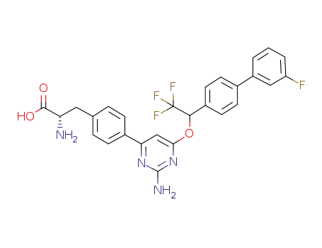 (2S)-2-amino-3-(4-(2-amino-6-(2,2,2-trifluoro-1-(3'-fluoro-[1,1'-biphenyl]-4-yl)ethoxy)pyrimidin-4-yl)phenyl)propanoic acid