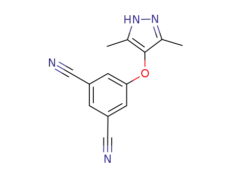 Molecular Structure of 676994-55-1 (1,3-Benzenedicarbonitrile, 5-[(3,5-dimethyl-1H-pyrazol-4-yl)oxy]-)