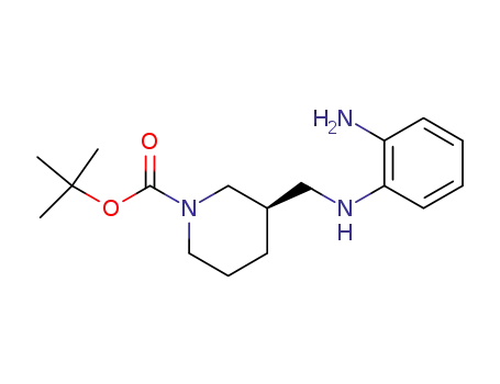 Molecular Structure of 876590-07-7 (1-Piperidinecarboxylic acid, 3-[[(2-aminophenyl)amino]methyl]-,
1,1-dimethylethyl ester, (3R)-)