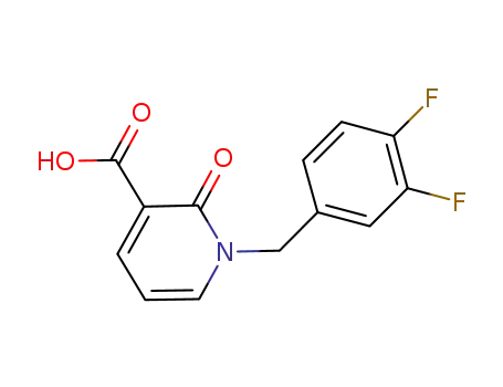 Molecular Structure of 1001413-01-9 (1-(3,4-difluorobenzyl)-2-oxo-1,2-dihydropyridine-3-carboxylic acid)