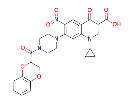 1-cyclopropyl-1,4-dihydro-7-(4-(2,3-dihydrobenzo[b][1,4]dioxin-2-oyl)piperazin-1-yl)-8-methyl-6-nitro-4-oxoquinoline-3-carboxylic acid