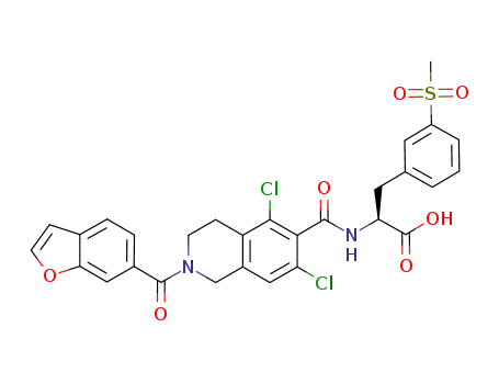 (S)-2-(2-(benzofuran-6-carbonyl)-5,7-dichloro-1,2,3,4-tetrahydroisoquinoline-6-carboxamido)-3-(3-(methylsulfonyl)phenyl)propanoic acid