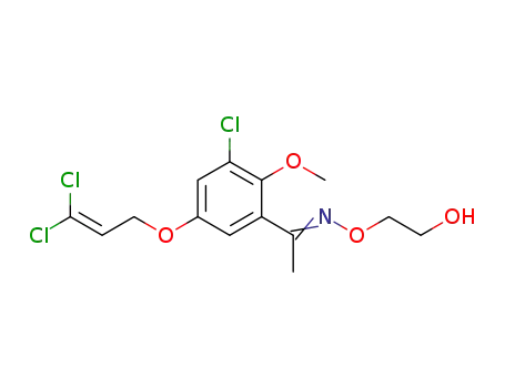 Molecular Structure of 918311-09-8 (Ethanone,
1-[3-chloro-5-[(3,3-dichloro-2-propen-1-yl)oxy]-2-methoxyphenyl]-,
O-(2-hydroxyethyl)oxime)