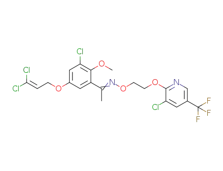 Molecular Structure of 918311-11-2 (Ethanone,
1-[3-chloro-5-[(3,3-dichloro-2-propen-1-yl)oxy]-2-methoxyphenyl]-,
O-[2-[[3-chloro-6-(trifluoromethyl)-2-pyridinyl]oxy]ethyl]oxime)