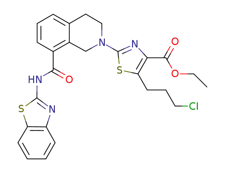 ethyl 2-(8-(benzo[d]thiazol-2-ylcarbamoyl)-3,4-dihydroisoquinolin-2(1H)-yl)-5-(3-chloropropyl)thiazole-4-carboxylate