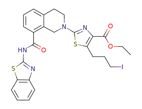 ethyl 2-(8-(benzo[d]thiazol-2-ylcarbamoyl)-3,4-dihydroisoquinolin-2(1H)-yl)-5-(3-iodopropyl)thiazole-4-carboxylate