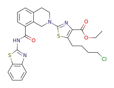 ethyl 2-(8-(benzo[d]thiazol-2-ylcarbamoyl)-3,4-dihydroisoquinolin-2(1H)-yl)-5-(4-chlorobutyl)thiazole-4-carboxylate