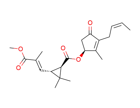 Molecular Structure of 121-20-0 (3-(but-2-enyl)-2-methyl-4-oxocyclopent-2-enyl2,2-dimethyl-3-(3-methoxy-2-methyl-3-oxoprop-1-enyl)cyclopropanecarboxylate)