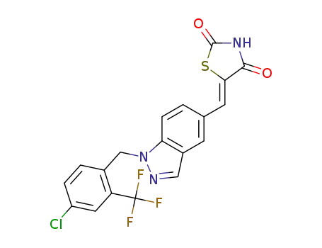 (5Z)-5-({1-[4-chloro-2-(trifluoromethyl)benzyl]-1H-indazol-5-yl}methylidene)-2,4-dioxo-1,3-thiazolidine