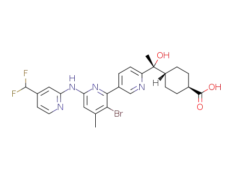 trans-4-[(1R or 1S)-(3-bromo-6-{[4-(difluoromethyl)pyridin-2-yl]amino}-4-methyl-2,3'-bipyridin-6'-yl)-1-hydroxyethyl]cyclohexanecarboxylic acid
