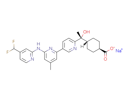 sodium trans-4-[(1R or 1S)-(6-{[4-(difluoromethyl)pyridin-2-yl]amino}-4-methyl-2,3'-bipyridin-6'-yl)-1-hydroxyethyl]cyclohexanecarboxylate