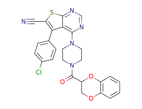 5-(4-chlorophenyl)-4-(2,3-dihydrobenzo[b][1,4]dioxin-3-yl)(piperazin-1-yl)methanone-thieno[2,3-d]pyrimidine-6-carbonitrile