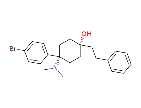 Molecular Structure of 77239-99-7 (Cyclohexanol, 4-(4-bromophenyl)-4-(dimethylamino)-1-(2-phenylethyl)-, cis-)