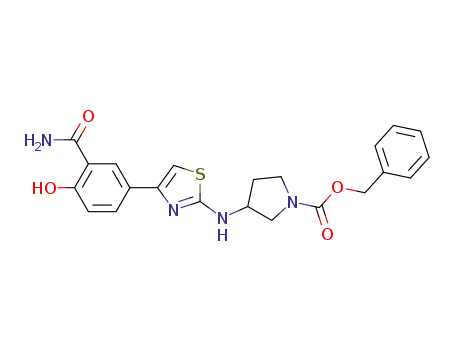 3-[4-(3-carbamoyl-4-hydroxyphenyl)thiazol-2-ylamino]pyrrolidine-1-carboxylic acid benzyl ester