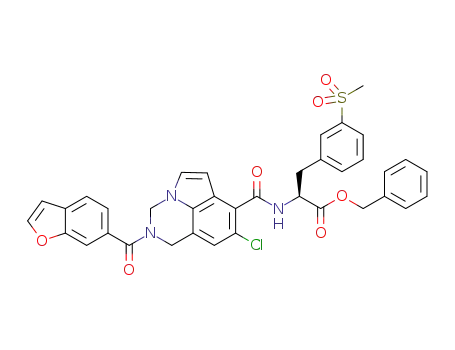 (S)-2-(8-chloro-2-(benzofuran-6-carbonyl)-2,3-dihydro-1H-pyrrole[3,2,1-ij]quinazolin-7-carboxamido)-3-(3-(methylsulfonyl)phenyl)propanoic acid benzyl ester