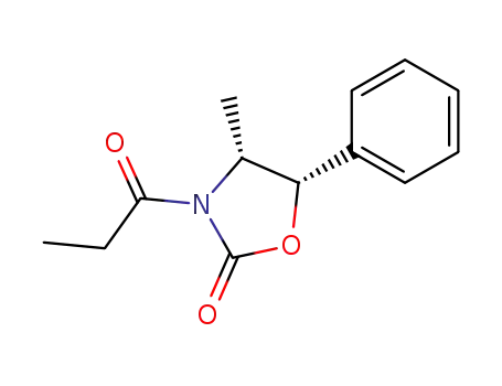 Molecular Structure of 77877-20-4 (2-Oxazolidinone,4-methyl-3-(1-oxopropyl)-5-phenyl-, (4R,5S)-)