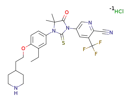5-(3-(3-ethyl-4-(2-(piperidin-4-yl)ethoxy)phenyl)-4,4-dimethyl-5-oxo-2-thioxoimidazolidin-1-yl)-3-(trifluoromethyl)picolinonitrile hydrochloride