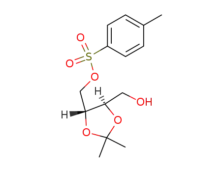 Molecular Structure of 73711-65-6 (((4R,5R)-5-(hydroxyMethyl)-2,2-diMethyl-1,3-dioxolan-4-yl)Methyl 4-Methylbenzenesulfonate)