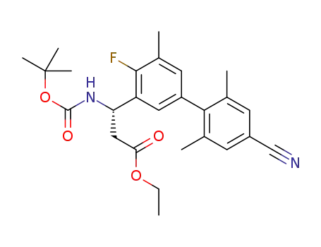 ethyl (S)-3-((tert-butoxycarbonyl)amino)-3-(4'-cyano-4-fluoro-2',5,6'-trimethyl-[1,1'-biphenyl]-3-yl)propanoate