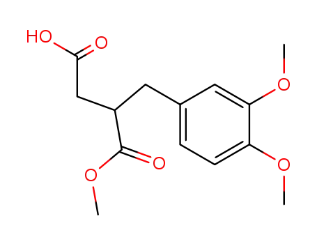Molecular Structure of 78647-52-6 (Butanedioic acid, [(3,4-dimethoxyphenyl)methyl]-, 1-methyl ester)