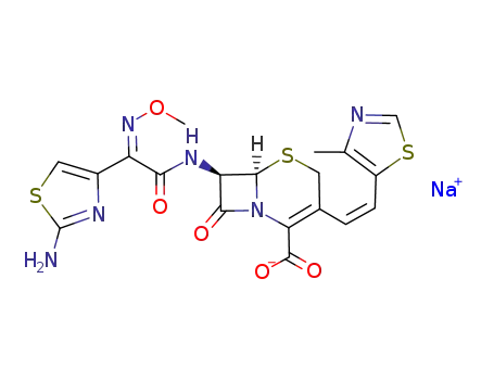 7-<(Z)-2-(2-Aminothiazol-4-yl)-2-methoxyiminoacetamido>-3(Z)-(4-methylthiazol-5-yl)vinyl-3-cephem-4-carboxylic acid sodium salt
