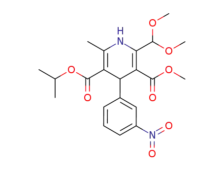 Molecular Structure of 75530-94-8 (4-(3-Nitrophenyl)-2-dimethoxymethyl-1,4-dihydropyridine-3,5-dicarboxylic Acid 5-Isopropyl Ester 3-Methyl Ester)