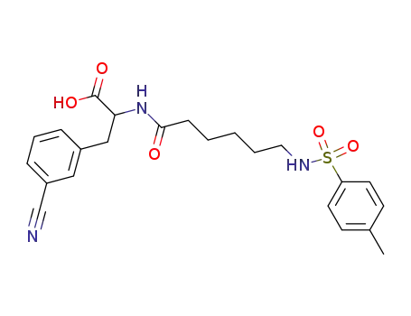 Molecular Structure of 93235-95-1 (Phenylalanine,
3-cyano-N-[6-[[(4-methylphenyl)sulfonyl]amino]-1-oxohexyl]-)