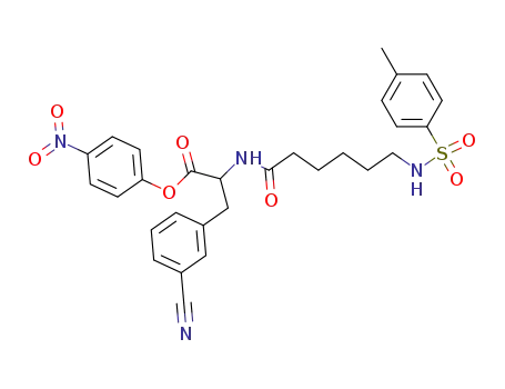 Molecular Structure of 93235-97-3 (Phenylalanine,
3-cyano-N-[6-[[(4-methylphenyl)sulfonyl]amino]-1-oxohexyl]-,
4-nitrophenyl ester)