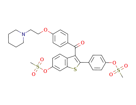 6-methanesulfonyloxy-2-(4-methanesulfonyloxyphenyl)-3-[4-(2-piperidinoethoxy)-benzoyl]benzo[b]thiophene