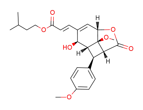 (E)-3-[(1S,1aR,3aS,6R,6aR,6bR)-6-Hydroxy-6b-methoxy-1-(4-methoxy-phenyl)-2-oxo-1a,2,3a,6,6a,6b-hexahydro-1H-3-oxa-cyclobuta[cd]inden-5-yl]-acrylic acid 3-methyl-butyl ester