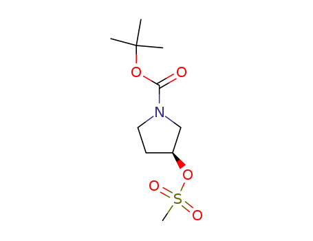 Molecular Structure of 132945-75-6 (1-Pyrrolidinecarboxylic acid, 3-[(methylsulfonyl)oxy]-, 1,1-dimethylethyl
ester, (3S)-)