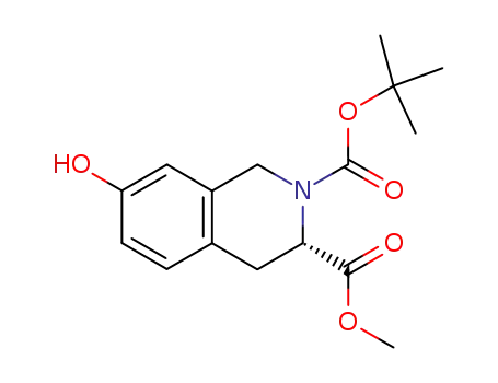 Molecular Structure of 262616-16-0 (2,3(1H)-Isoquinolinedicarboxylic acid, 3,4-dihydro-7-hydroxy-,
2-(1,1-dimethylethyl) 3-methyl ester, (3S)-)
