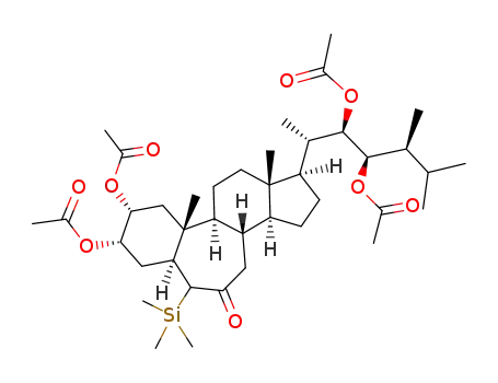 Acetic acid (1R,3aS,3bS,6aS,8S,9R,10aR,10bS,12aS)-8-acetoxy-1-((1S,2R,3R,4S)-2,3-diacetoxy-1,4,5-trimethyl-hexyl)-10a,12a-dimethyl-5-oxo-6-trimethylsilanyl-octadecahydro-benzo[3,4]cyclohepta[1,2-e]inden-9-yl ester