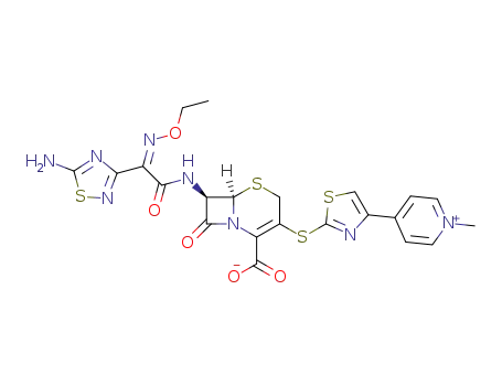 (6R,7R)-7-[[2(Z)-ethoxyimino-[5-amino-1,2,4-thiadiazol-3-yl]acetyl]amino]-3-[[4-(1-methyl-pyridinium-4-yl)thiazol-2-yl]sulfanyl]-8-oxo-5-thia-1-azabicyclo[4.2.0]oct-2-en-2-carboxylate