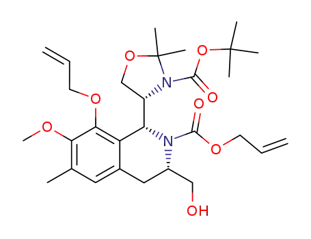 Molecular Structure of 874758-72-2 (2(1H)-Isoquinolinecarboxylic acid,
1-[(4R)-3-[(1,1-dimethylethoxy)carbonyl]-2,2-dimethyl-4-oxazolidinyl]-3,4
-dihydro-3-(hydroxymethyl)-7-methoxy-6-methyl-8-(2-propenyloxy)-,
2-propenyl ester, (1R,3S)-)