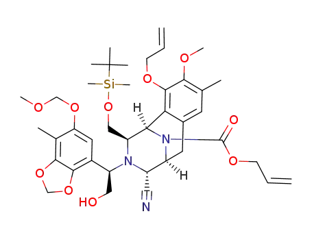 3-allyloxy-12-(tert-butyl-dimethyl-silanyloxymethyl)-10-cyano-11-[2-hydroxy-1-(6-methoxymethoxy-7-methyl-benzo[1,3]dioxol-4-yl)-ethyl]-4-methoxy-5-methyl-11,13-diaza-tricyclo[7.3.1.02,7]trideca-2,4,6-triene-13-carboxylic acid allyl ester