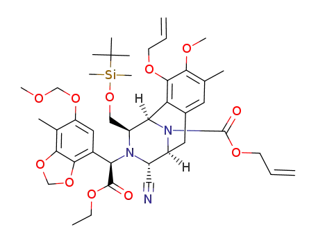 3-allyloxy-12-(tert-butyl-dimethyl-silanyloxymethyl)-10-cyano-11-[ethoxycarbonyl-(6-methoxymethoxy-7-methyl-benzo[1,3]dioxol-4-yl)-methyl]-4-methoxy-5-methyl-11,13-diaza-tricyclo[7.3.1.02,7]trideca-2,4,6-triene-13-carboxylic acid allyl ester