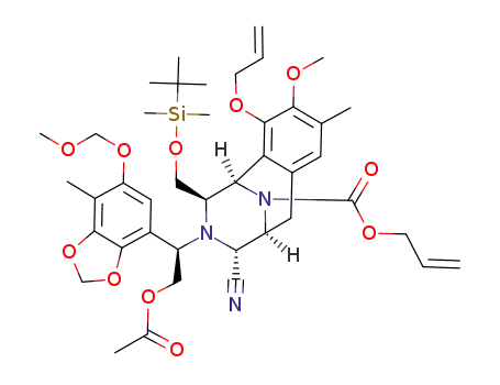 11-[2-acetoxy-1-(6-methoxymethoxy-7-methyl-benzo[1,3]dioxol-4-yl)-ethyl]-3-allyloxy-12-(tert-butyl-dimethyl-silanyloxymethyl)-10-cyano-4-methoxy-5-methyl-11,13-diaza-tricyclo[7.3.1.02,7]trideca-2,4,6-triene-13-carboxylic acid allyl ester