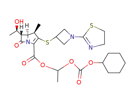3-[1-(4,5-dihydro-thiazol-2-yl)-azetidin-3-ylsulfanyl]-6-(1-hydroxy-ethyl)-4-methyl-7-oxo-1-aza-bicyclo[3.2.0]hept-2-ene-2-carboxylic acid 1-cyclohexyloxycarbonyloxy-ethyl ester