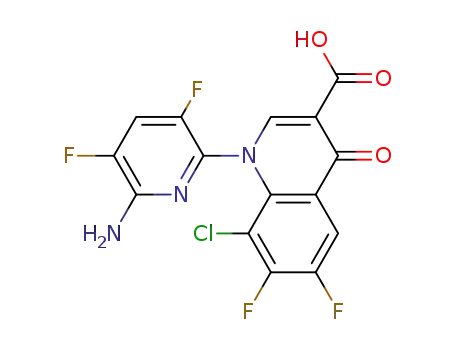 Molecular Structure of 189279-53-6 (3-Quinolinecarboxylic acid,
1-(6-amino-3,5-difluoro-2-pyridinyl)-8-chloro-6,7-difluoro-1,4-dihydro-4-
oxo-)