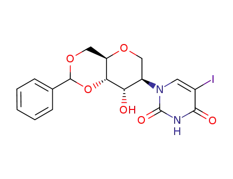 1-((4aR,7R,8S,8aS)-8-hydroxy-2-phenyl-hexahydro-pyrano[3,2-d][1,3]dioxin-7-yl)-5-iodo-1H-pyrimidine-2,4-dione