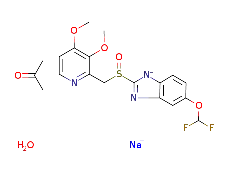 5-(difluoromethoxy)-2-[[(3,4-dimethoxy-2-pyridinyl)methyl]sulfinyl]-1H-benzimidazole, sodium salt, complex with one molecule of acetone and two molecules of water