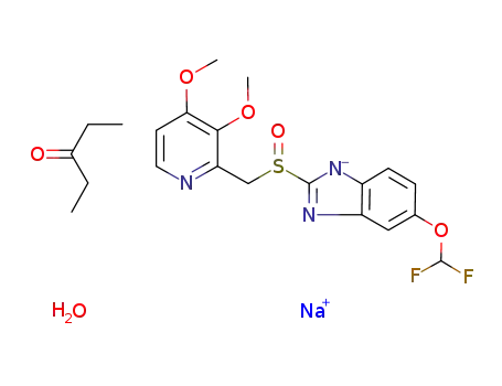 5-(difluoromethoxy)-2-[[(3,4-dimethoxy-2-pyridinyl)methyl]sulfinyl]-1H-benzimidazole sodium salt monohydrate monosolvate with diethyl ketone