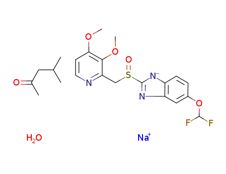 5-(difluoromethoxy)-2-[[(3,4-dimethoxy-2-pyridinyl)methyl]sulfinyl]-1H-benzimidazole sodium salt monohydrate monosolvate with methyl isobutyl ketone