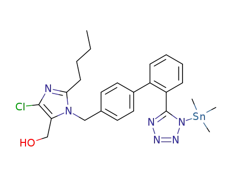 1-{[2'-(N-trimethylstannyl-tetrazol-5-yl)-biphenyl-4-yl]methyl}-2-butyl-4-chloro-5-hydroxymethyl imidazole