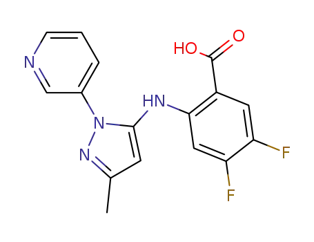4,5-difluoro-2-[[3-methyl-1-(3-pyridinyl)-1H-pyrazol-5-yl]amino]benzoic acid