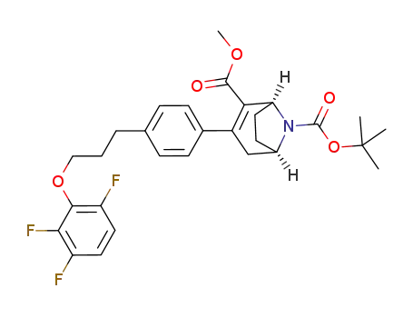 (rac.)-(1R*,5S*)-3-{4-[3-(2,3,6-trifluorophenoxy)propyl]phenyl}-8-azabicyclo[3.2.1]oct-2-ene-2,8-dicarboxylic acid 8-tert-butyl ester 2-methyl ester