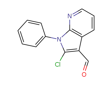 Molecular Structure of 847801-39-2 (1H-Pyrrolo[2,3-b]pyridine-3-carboxaldehyde, 2-chloro-1-phenyl-)