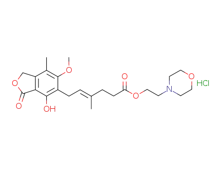 4-Hexenoic acid,6-(1,3-dihydro-4-hydroxy-6-methoxy-7-methyl-3-oxo-5-isobenzofuranyl)-4-methyl-,2-(4-morpholinyl)ethyl ester, hydrochloride (1:1), (4E)-